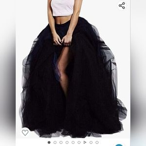 Floor length tulle skirt with slit